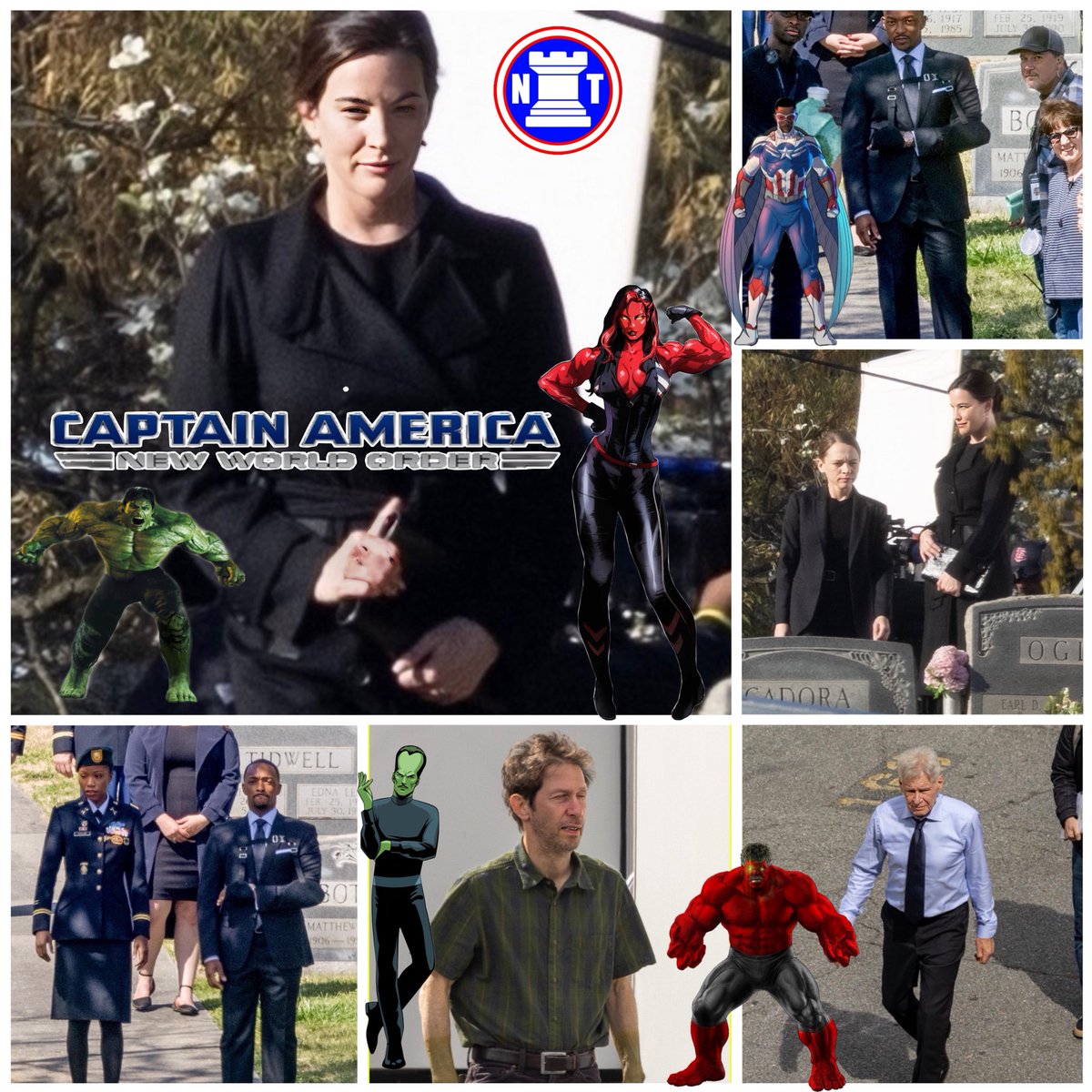 normantorregros's tweet photo. Primeras imágenes de #livtyler (#bettyross ), #harrisonford (#redhulk /#generalross ), #timblakenelson (#samuelsterns /#lider ) y claro #anthonymackie (#captainamerica ) en el set de #captainamericanewworldorder donde se observa un funeral, ¿quien creen que murió?
#marvel #marvelstudios