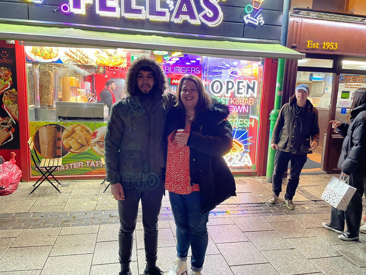 ElenLewis_'s tweet photo. when your english friend mistakes the security in chippy lane for the main singer of @bwncathband 😅😂🤣 zoom in for the main man 🫶🏼 @LilyGodwood https://t.co/utFQhNMozW