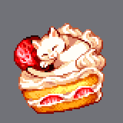 「strawberry treat :) #PixelArt 」|moaw! haha hehe hohoのイラスト