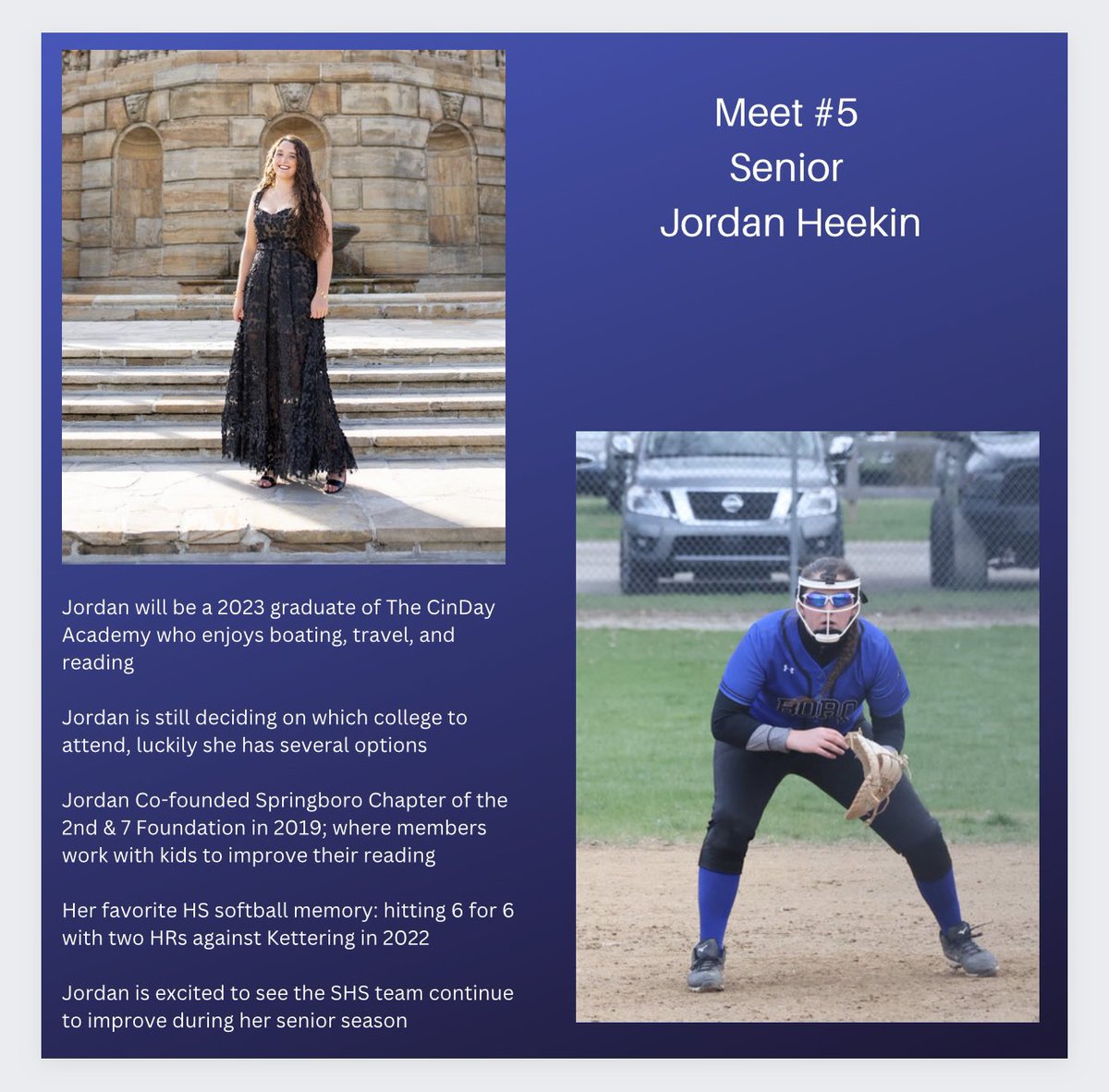 SpringboroSB's tweet photo. Get to know Senior Jordan Heekin… https://t.co/CPbkBS72eZ