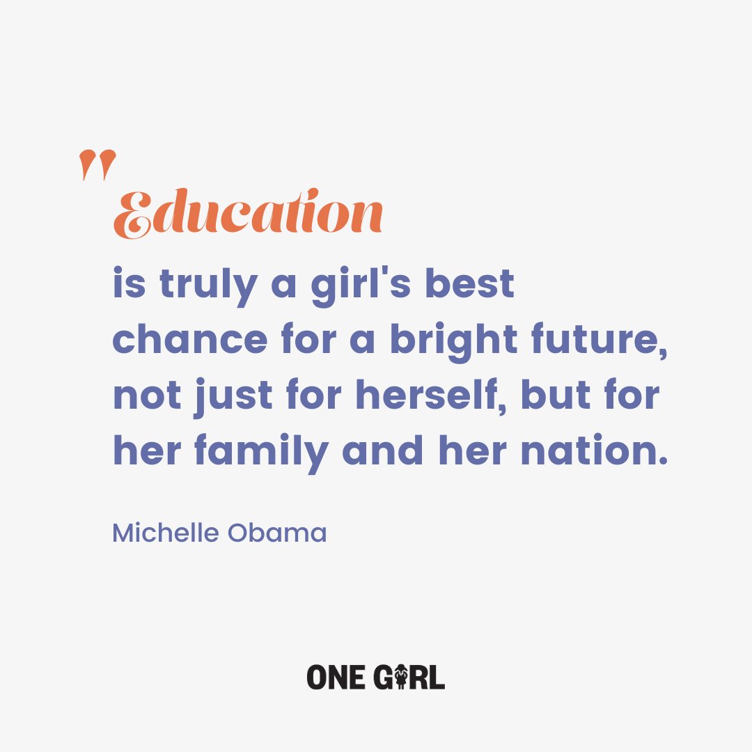 onegirlorg's tweet photo. As we close off Women's History Month, we want to leave you with a quote from one of our favourites, @MichelleObama, whose tireless efforts for girls' education worldwide are a constant inspiration to us at One Girl! 💙

#girlseducation #michelleobama #womenshistorymonth https://t.co/tfJmbaQi0k