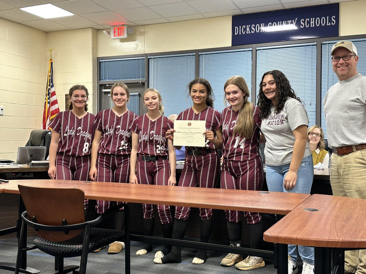 Kristen_Ferree's tweet photo. So proud to watch some @DMSDragons be celebrated for their accomplishments tonight at the @DCS_TN board meeting! Also got to watch some special @VanleerE Wildcats say the pledge! Proud of DC students! https://t.co/fFWN91y1J8
