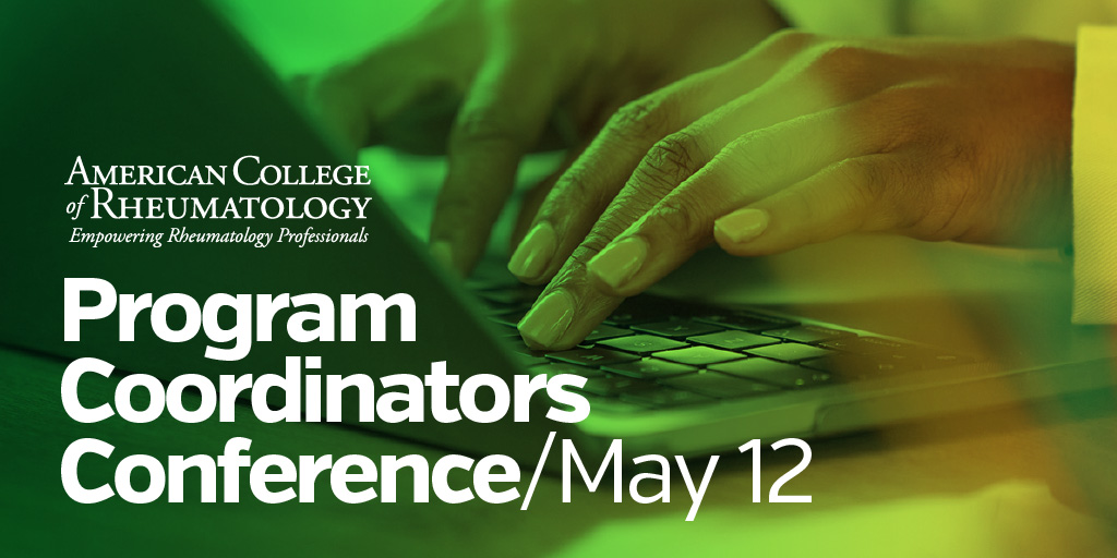 Make plans now to attend the virtual Program Coordinators Conference on May 12. Reserve your seat &amp; get the support you need to help your program thrive at the only conference dedicated to #rheum program coordinators. Details &amp; registration fees → acr.tw/40mKuAL