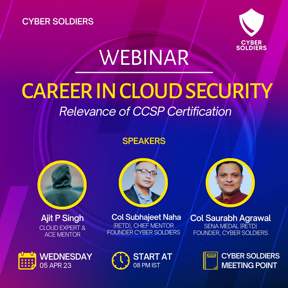 Want to pursue your #career in #cloudsecurity ? Then this webinar is for you.

💎 Register Free - cybersoldiers.in/sessions/Caree…

📅 05 Apr 2023 📍 8 PM IST

#webinar #cloudsec #cloudarchitect #cloudmigration #clouddevops #clouddeveloper #cloudengineer #cloudoperations #cloudjobs