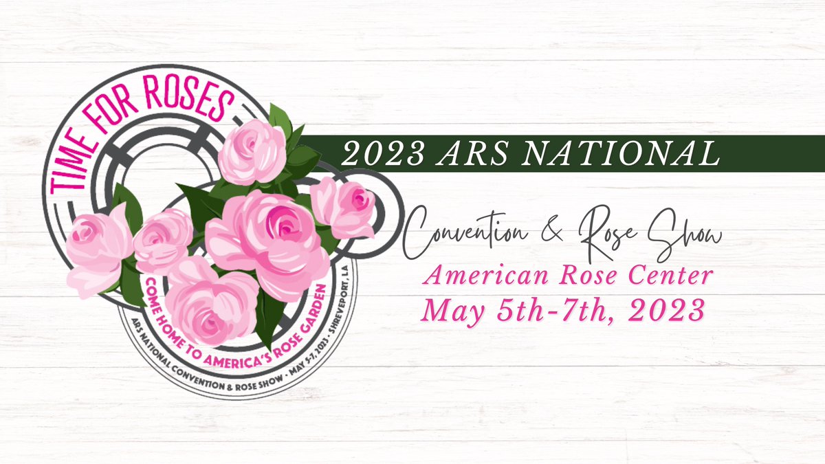 Hey, rose lovers, It’s Time for Roses! 🌹⏰

We hope to see everyone at the 2023 ARS National Rose Convention. Come celebrate this “Crown Jewel” of the American Rose Society--the American Rose Center

👉 More info: dallasrosesociety.com/ars-national-c…