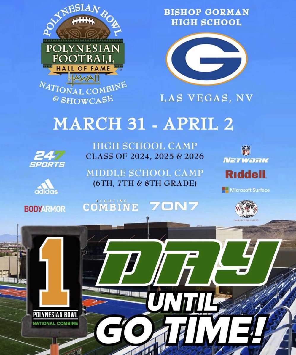 Honored to be able to compete in Las vegas this weekend at this years Polynesian bowl combine <a href="/RegJones20/">Reggie Jones</a> <a href="/HeirFootball/">HEIR Academy - Football</a> <a href="/wswildcatsfb/">WSHS Football Program</a> <a href="/jeffscott206/">Jeffery Scott</a> <a href="/BrandonHuffman/">Brandon Huffman</a>