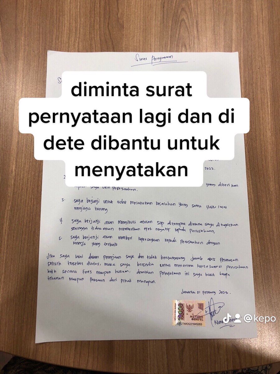 Rere73562968's tweet photo. niat nya kerja tapi di kerjain selain tenaga di kuras barang serta hak milik ikut serta di rampas bantu untuk follow up nya @Disnakertransgi  ada 4x surat pernyataan yang di minta semua tertulis tangan pakai materai dan atas dasar di dete dengan jelas semua tanda bukti ada🙏🏻 https://t.co/SBZEGtykWh