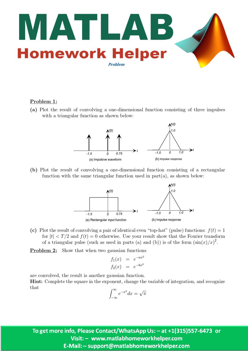 matlabhwhelper's tweet image. Get the best MATLAB homework solutions. Our expert tutors are here to help you with all of your MATLAB homework needs. Contact us today to get started and succeed in your coursework!
Visit: - bit.ly/3bjMqGB
Email: - support@matlabhomeworkhelper.com
#matlabhomeworkhelper