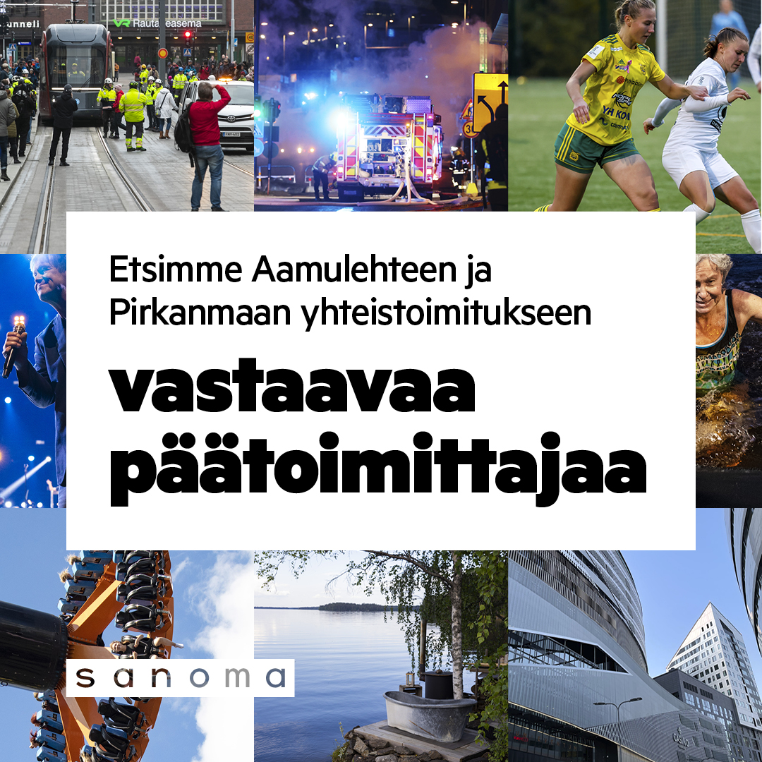Tule Suomen vetovoimaisimpaan kaupunkiin tekemään uutisista ilmiöitä. Etsimme Aamulehteen ja Pirkanmaan yhteistoimitukseen vastaavaa päätoimittajaa. sanoma.fi/paatoimittajak…