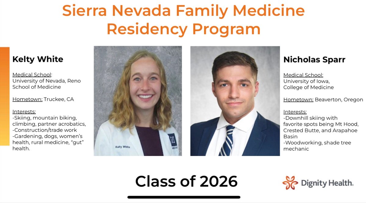 CureRays's tweet photo. A very warm future welcome to @keltywhite and @NickSparr, future medical residents at SNMH and @SNMHFoundation, by way of @DignityHlthSac. Looking forward to seeing you in July 2024 to fall in love with @GrassValleyCA and @nevadacityca - between #laketahoe and #sactown https://t.co/VmUlENnDA9