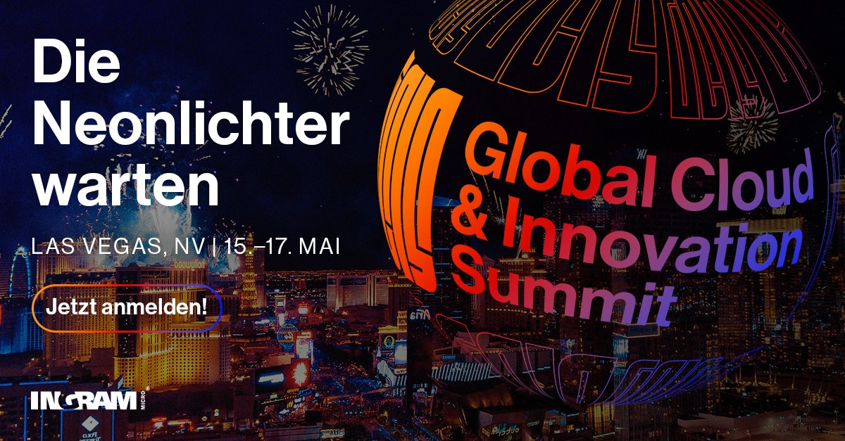 Globales IT-Gipfeltreffen – vom 15. bis 17. Mai 2023 richtet Ingram Micro erstmals seinen Global Cloud and Innovation Summit aus. In Las Vegas treffen sich Visionäre &amp; Entscheider der globalen Digital- &amp; Technologie-Branche.
Anmeldung unter fcld.ly/otwyjcx #IngramMicroDE