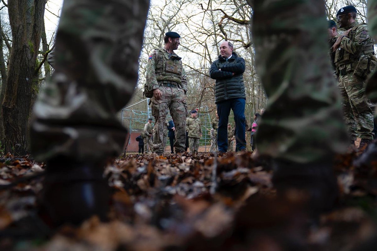 Defence Secretary Ben Wallace visiting the Royal Military Academy Sandhurst in Berkshire.