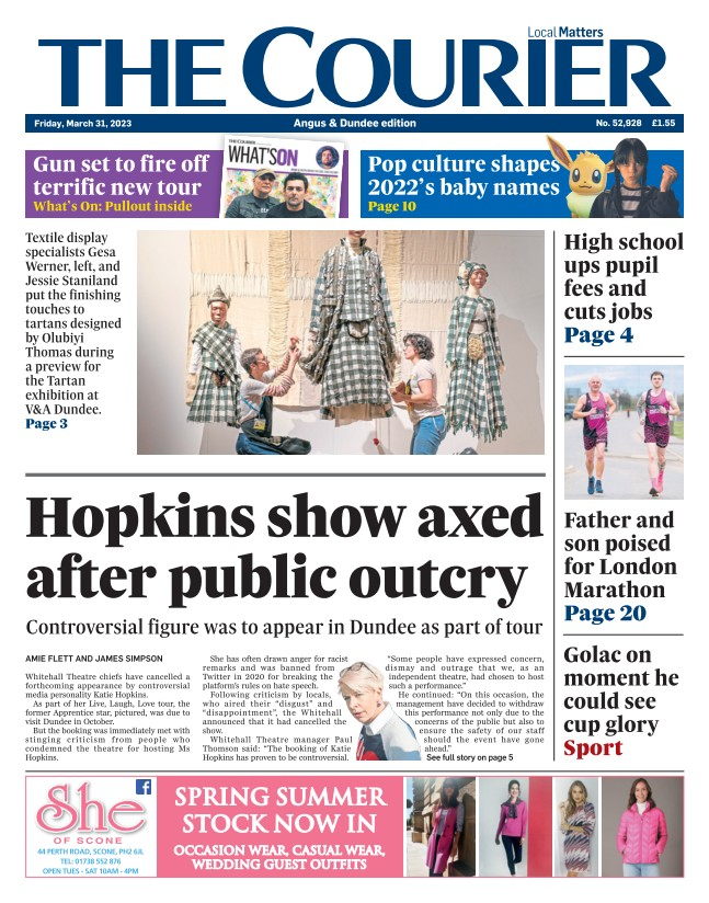 thecourieruk's tweet photo. Good morning from The Courier!

Here's the front page of your Angus &amp; Dundee edition #buyapaper https://t.co/ALvO5rmU8x https://t.co/BjQwhPVqJw