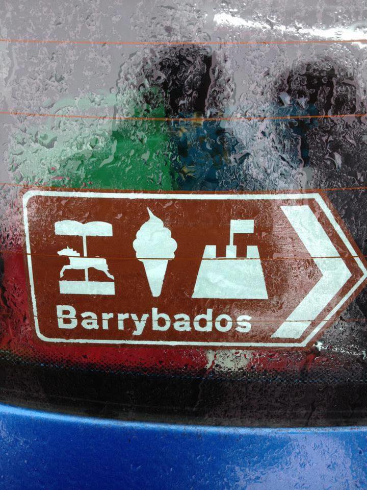 #10yearsofbarrybados 

August 2013 - After selling out of our first 20 mugs, people were asking for other items. We managed to find a supplier of stickers, that we still use to this day. to this day they are still one of our most popular items. We've sent them all over the world!