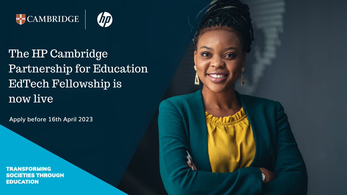 Cambridge Partnership for Education (@cambridgepfe) on Twitter photo Our <a href="/HP/">HP</a> Cambridge Partnership for Education EdTech Fellowship is now live! 🎉
You can apply for scholarships for our 7-month tailored programme now. Lead EdTech transformation in your education system with confidence <a href="/DEFI_Cambridge/">DEFICambridge Digital Education Futures Initiative</a> <a href="/opendeved/">Open Development & Education.</a>
cup.org/3G2Jfis Our <a href="/HP/">HP</a> Cambridge Partnership for Education EdTech Fellowship is now live! 🎉
You can apply for scholarships for our 7-month tailored programme now. Lead EdTech transformation in your education system with confidence <a href="/DEFI_Cambridge/">DEFICambridge Digital Education Futures Initiative</a> <a href="/opendeved/">Open Development & Education.</a>
cup.org/3G2Jfis