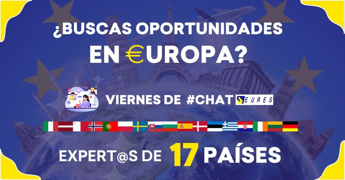 GVAlabora's tweet photo. #BuenosDías☕️
Hoy es #viernes de #ChatEURES
⏰ De 11.00 a 13.00 resuelve tus dudas con el personal asesor de 
@EuresSpain

👩🏽💻Consulta los horarios y países en https://t.co/SGVYfQwQnw
#BuenFinde #empleo #EURESjobs
#SomLabora https://t.co/NlIYd7fHJQ