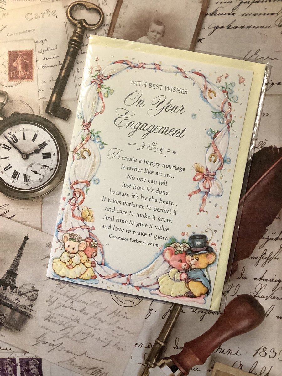 WatsonsVintage's tweet photo. NEW LISTING I only have ONE of these ADORABLE #EngagementCards available in my #etsyshop RARE #Vintage #Retro Circa #1980s ‘With Best Wishes On Your Engagement' Card - ADORABLE #MouseDesign & #SentimentalVerse - Retro/Kitsch Lovers https://t.co/IyEmzZTK6a #KitschCard #CuteCard https://t.co/qJ6dm36uFt