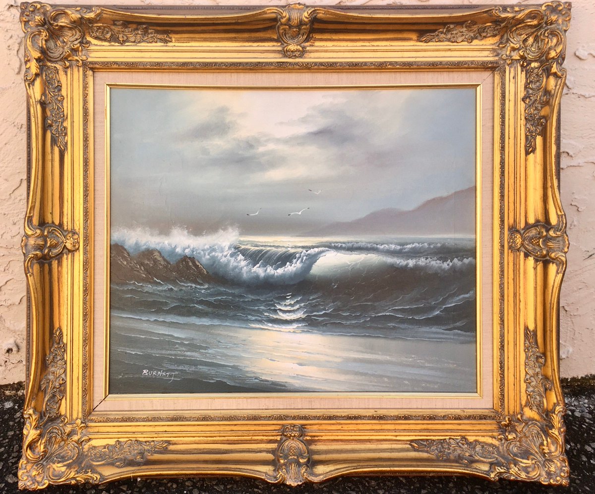 Caroline Burnett Oil on Canvas Seascape Painting tuppu.net/c0c78674 #Etsy #vintage #AntiquesAtlanta #ListedArtist