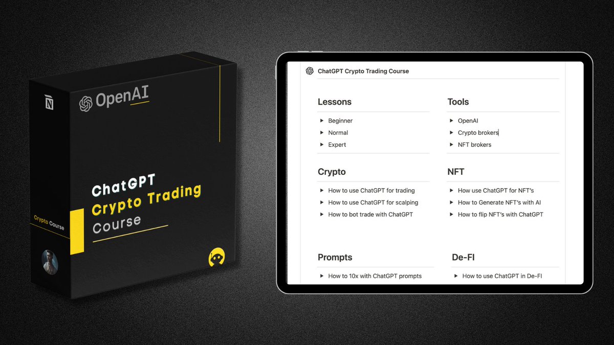 reachvaldo's tweet image. ChatGPT is making crypto investors profit.

Most people overlook this.

So I built the ChatGPT Crypto Trading Course.

55 videos &amp;amp; 15 hours of material.

And for the next 48 hrs, it&apos;s FREE.

Like &amp;amp; Reply  &quot;💰&quot;  and I&apos;ll DM you the full course!

(Must be following so I can DM you)