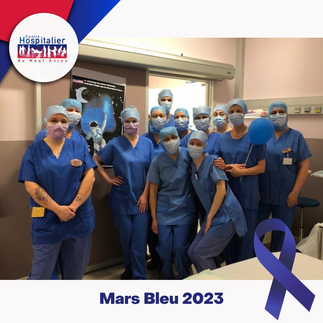CH_HAUTANJOU's tweet photo. Les équipes du @CH_HAUTANJOU se mobilisent pour #MarsBleu ! 💙
#defiphoto Équipe endoscopie au bloc opératoire

Le mois de mars touche à sa fin, mais n'oubliez pas :
‼️Pour votre santé, faites-vous dépister ! https://t.co/7goHGC58Q7