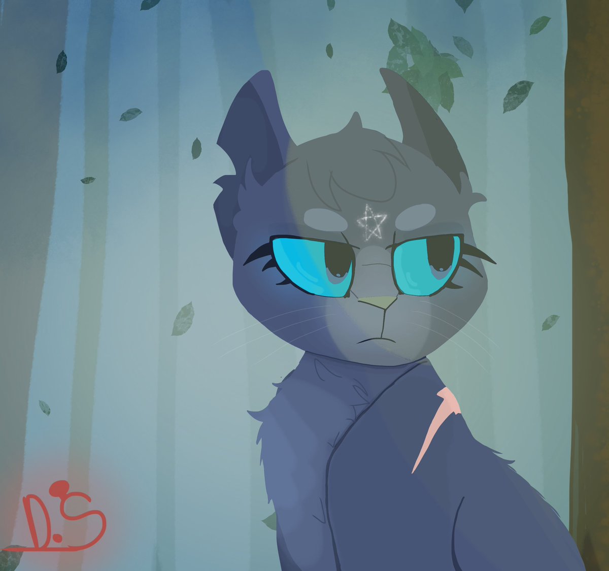 demon_shroom's tweet photo. finally finished bluestar!! y’all I swear, she went through too much #Procreate #bluestar #warriorcats #digitalart https://t.co/OyFDJUXnzP