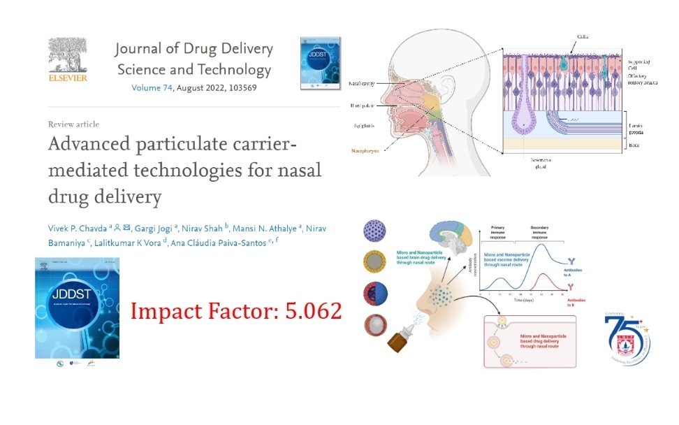 ProfChavda's tweet photo. Our review 'Advanced particulate carrier-mediated technologies for nasal drug delivery' published with the impact factor 5.062.
#lmcp #nasaldelivery #scientificreview
https://t.co/Kg03ECz3Qw https://t.co/N6px7q9d0D