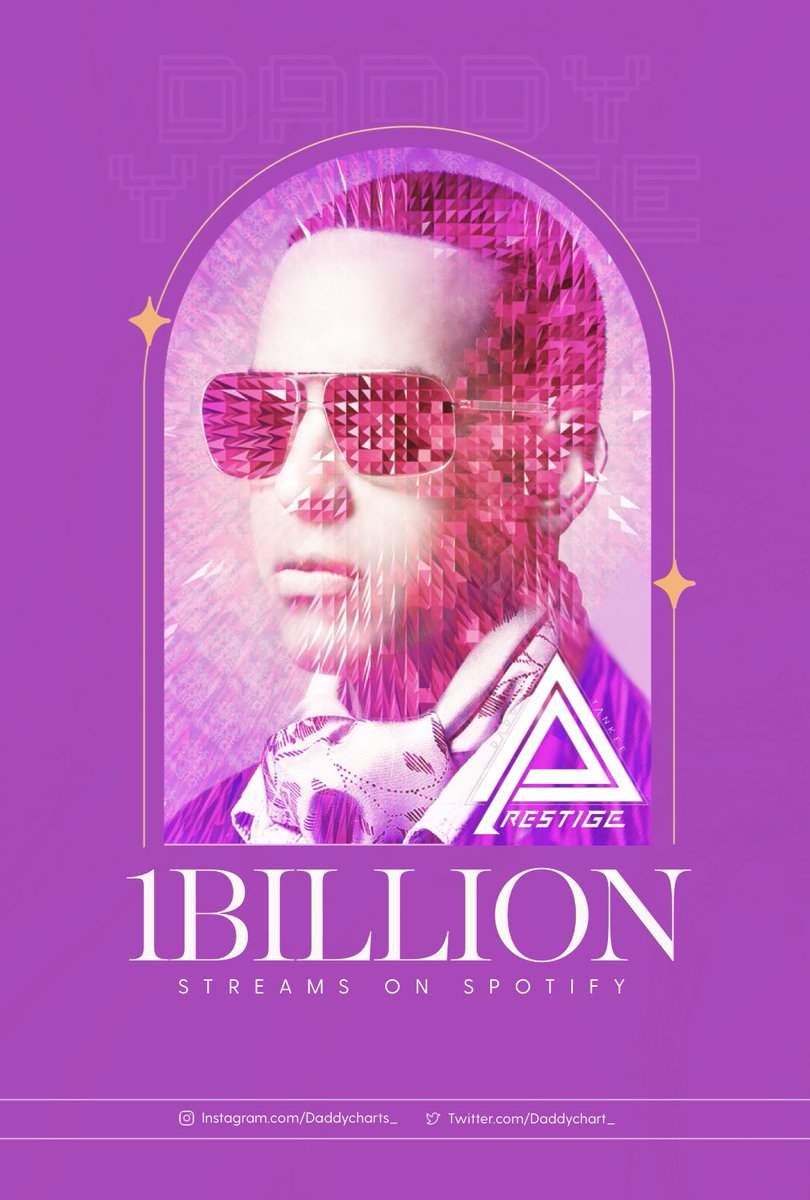 daddychart_'s tweet image. "PRESTIGE" by Daddy Yankee has  surpassed 1 BILLION streams on Spotify! 

— Its his 2nd album to reach this mark!