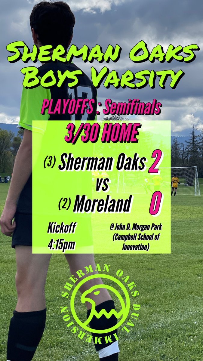 ProfGutierrez's tweet photo. Proud of my boys for playing the perfect match. My keeper saved a penalty, defense earned the shutout, mids and forwards put 2 in the net. We are officially Finalists. Sherman Oaks stand up! Feels GOOD to be back in a Final. Let’s finish the job! @campbellusd @SOaks_Eagles https://t.co/SCBpqRNFQD