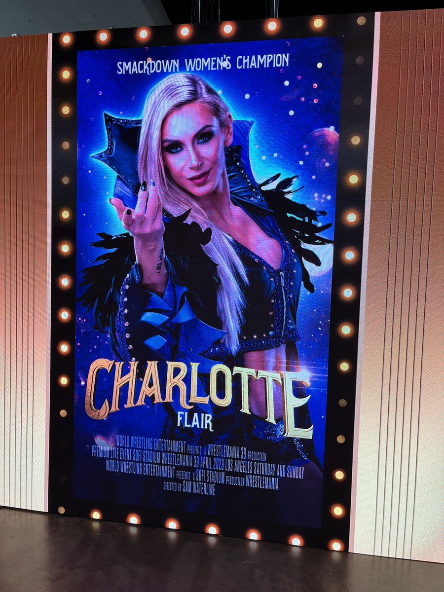 urumanx9's tweet photo. Pretty cool movie posters of @BeckyLynchWWE @MsCharlotteWWE when entering @WWE Superstore #WrestleManiaSuperstore #WrestleMania https://t.co/lExTxDMRHe