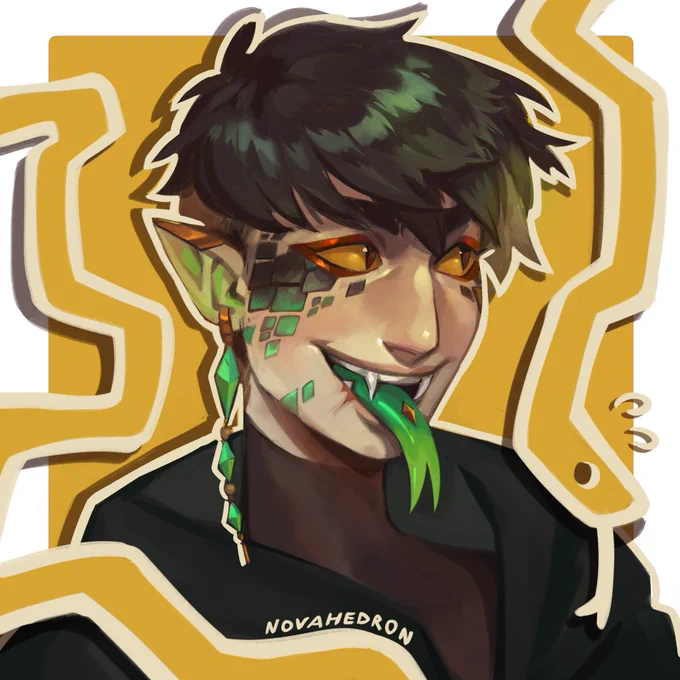 Gonna play this guy in #DnD soon  his name is Beryl, a yuan-ti/serpentfolk rogue 