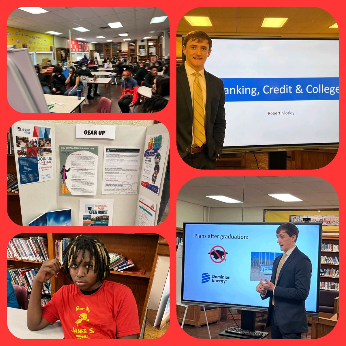 Mr. Motley of Citizens Bank &amp; Trust  met with our GEAR UP Class of 2027  in the media center. Mr. Motley discussed his career path, the banking industry, and financial literacy to include financial aid and scholarship opportunities offered by the bank.