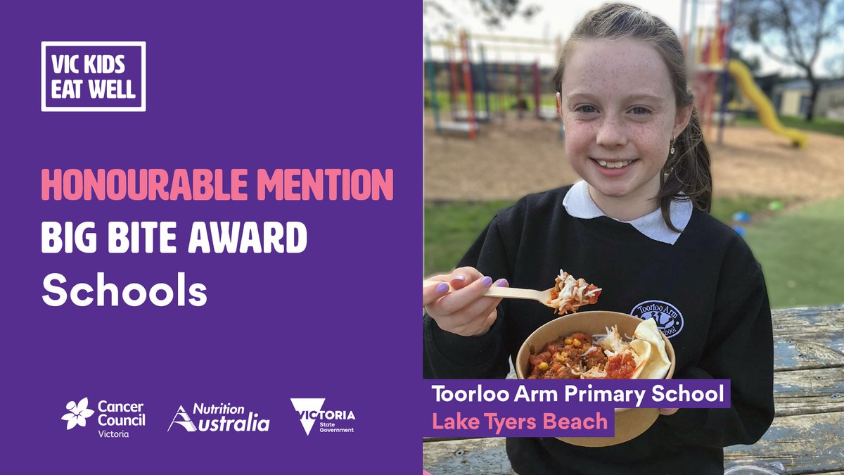 VicKidsEatWell's tweet photo. 🎉Congrats Toorloo Arm Primary School in @egsc on the #VicKidsEatWell win for offering students colourful &amp; tasty lunch order options with @GLCH1975. 😍 Colourful veggie-packed buddha bowls for kids. Well done! 👏🙌
@cancervic
@NutritionAust
@VicGovDH
@PreventionVic
@VicGovDE https://t.co/KtrGyjFg31
