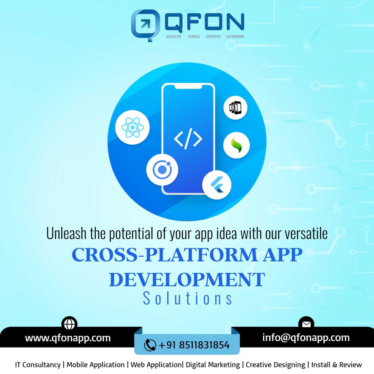 qfonapp's tweet image. We're Provide Best Versatile Cross-Platform #AppDevelopmentSolutions
📌To know more about our #ITServices, Contact us at:📲 8511831854, 📧info@qfonapp.com
🌐Visit now qfonapp.com
#iosappdevelopment #mobileappdevelopment #androidappdevelopment #qfonapp #itconsultancy