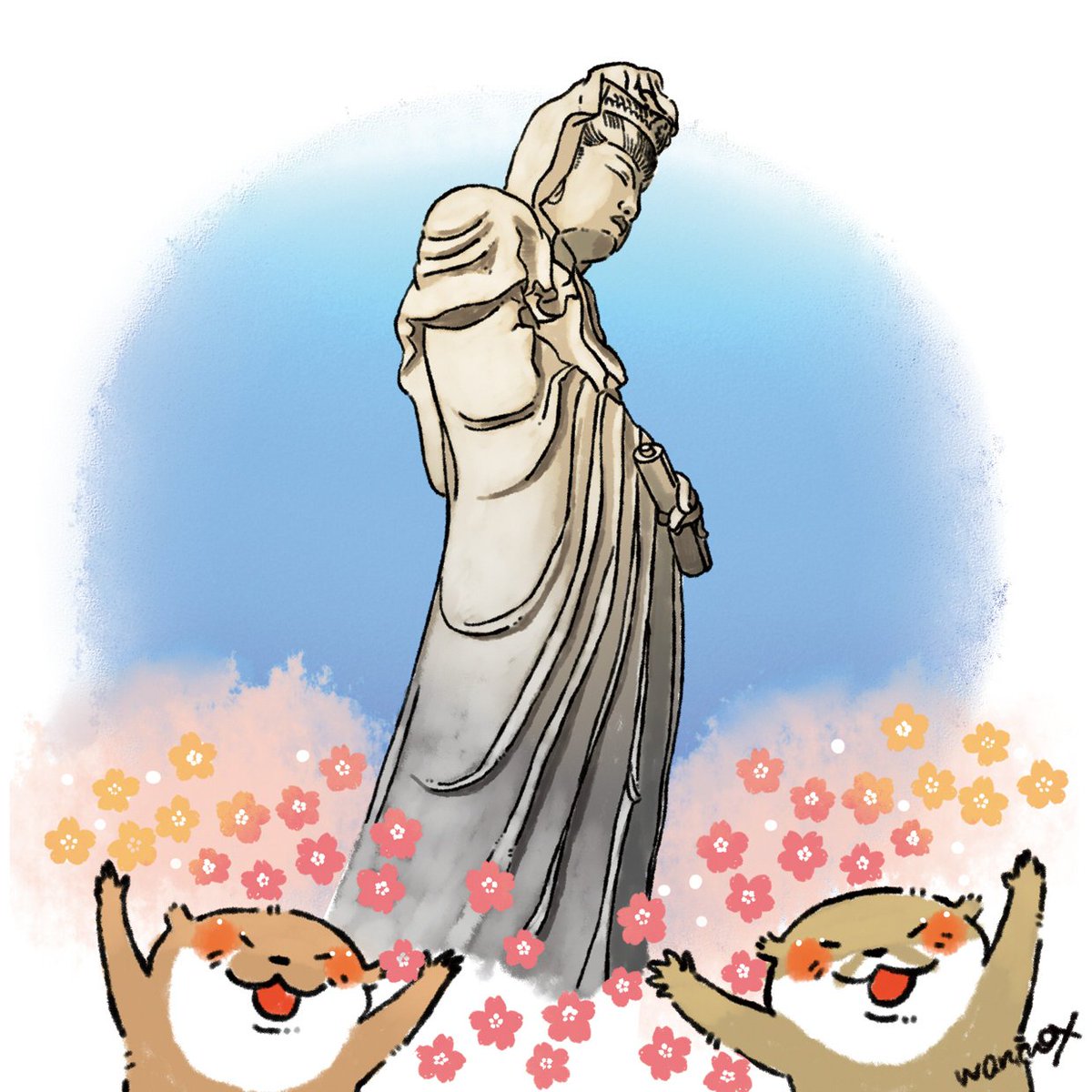 「白衣観音さまのとこの桜も満開でした 」|ワニマックス/ﾚｼﾋﾟ漫画連載中のイラスト