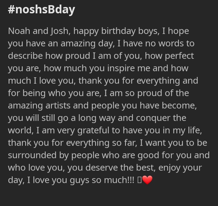 RaquelRaissaSa1's tweet photo. HAPPY BIRTHDAY NOSH!!💖🎉🥳 I LOVE YOU @joshbeauchamp @noahstwin
#noshsBday #JKB23 #noahbday22 #noahs22 https://t.co/Pjk3tW4U4v