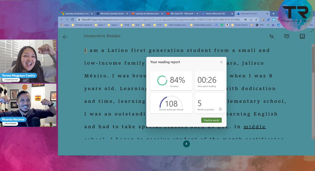 CastroCorner's tweet photo. THIS is my fave moment of our show. If you don't know what this new tool is, you are SO missing out. #studentchoice #instantfeedback #review while the T now has ⏱️ to work w Ss who need the extra support. @TechTosas
#immersivereaderWreadingcoach #gamechanger
#learningaccelerators https://t.co/Bq2ZEoTE6W