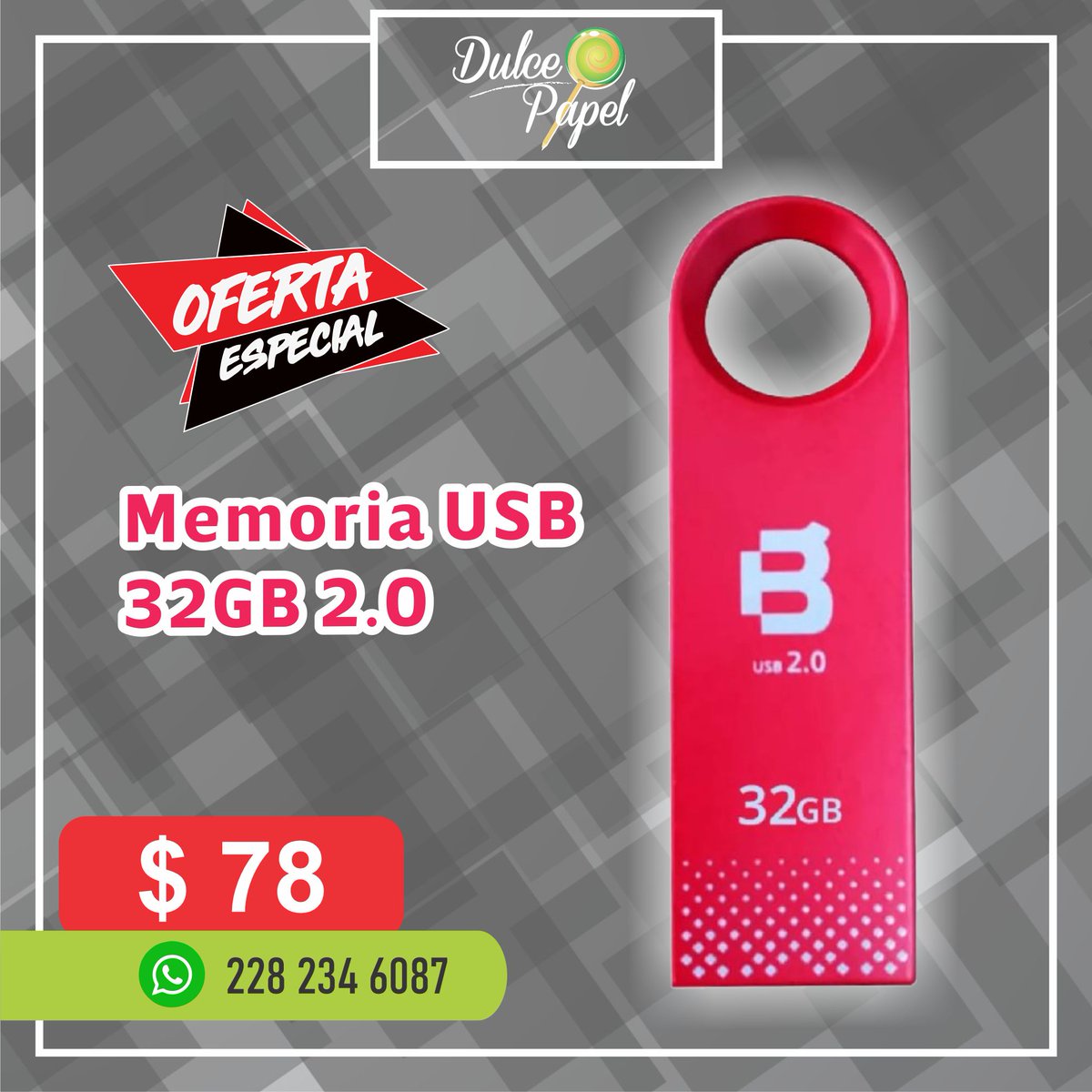 DULCEPAPEL's tweet photo. ⭕️ Oferta ‼️

Memoria USB 32GB disponible en 32GB por $78.

Más información  https://t.co/QXWvaU7oi9

#Xalapa #Veracruz #Oferta https://t.co/DdUcme5Pb0