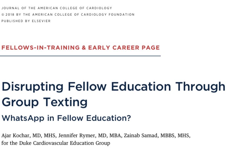 Andrew M. Goldsweig, MD, MS (@agoldsweig) on Twitter photo Does your cardiology program have an academic WhatsApp? What are you waiting for?!
LOVE learning from faculty & FITs on <a href="/Baystate_Cards/">Baystate Cardiology</a> & <a href="/CvUnmc/">CVMedUNMC</a> Cardiology Forum groups!
The paper that started the movement: jacc.org/doi/full/10.10…
<a href="/Ajar_Kochar/">Ajar Kochar</a> <a href="/jennifer_rymer/">Jennifer Rymer</a> <a href="/ZainabASamad/">Zainab Samad</a> Does your cardiology program have an academic WhatsApp? What are you waiting for?!
LOVE learning from faculty & FITs on <a href="/Baystate_Cards/">Baystate Cardiology</a> & <a href="/CvUnmc/">CVMedUNMC</a> Cardiology Forum groups!
The paper that started the movement: jacc.org/doi/full/10.10…
<a href="/Ajar_Kochar/">Ajar Kochar</a> <a href="/jennifer_rymer/">Jennifer Rymer</a> <a href="/ZainabASamad/">Zainab Samad</a>