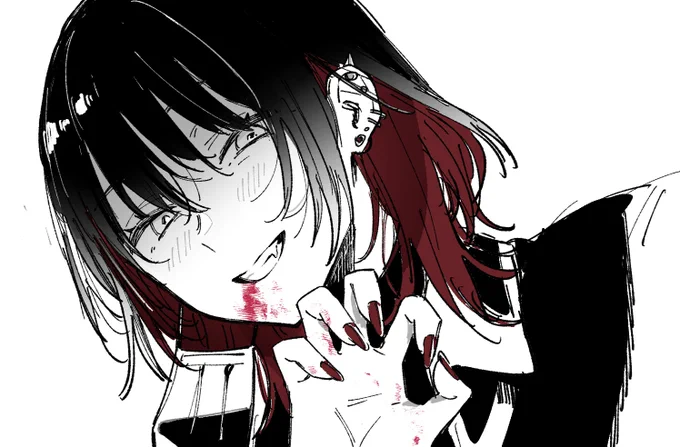 休憩がてら吸血してそうなイケてる女を描きました 