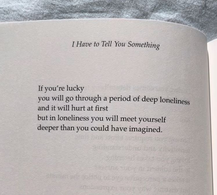 in loneliness you will meet yourself