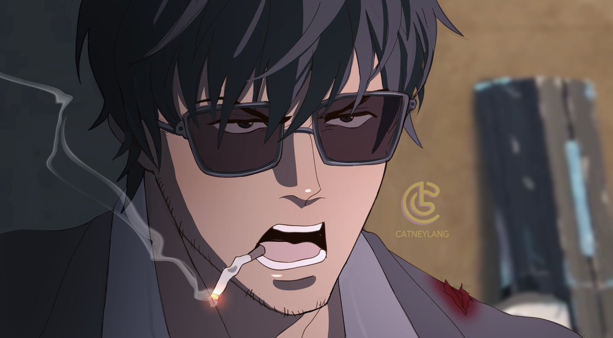 1boy male focus cigarette stubble solo sunglasses facial hair  illustration images