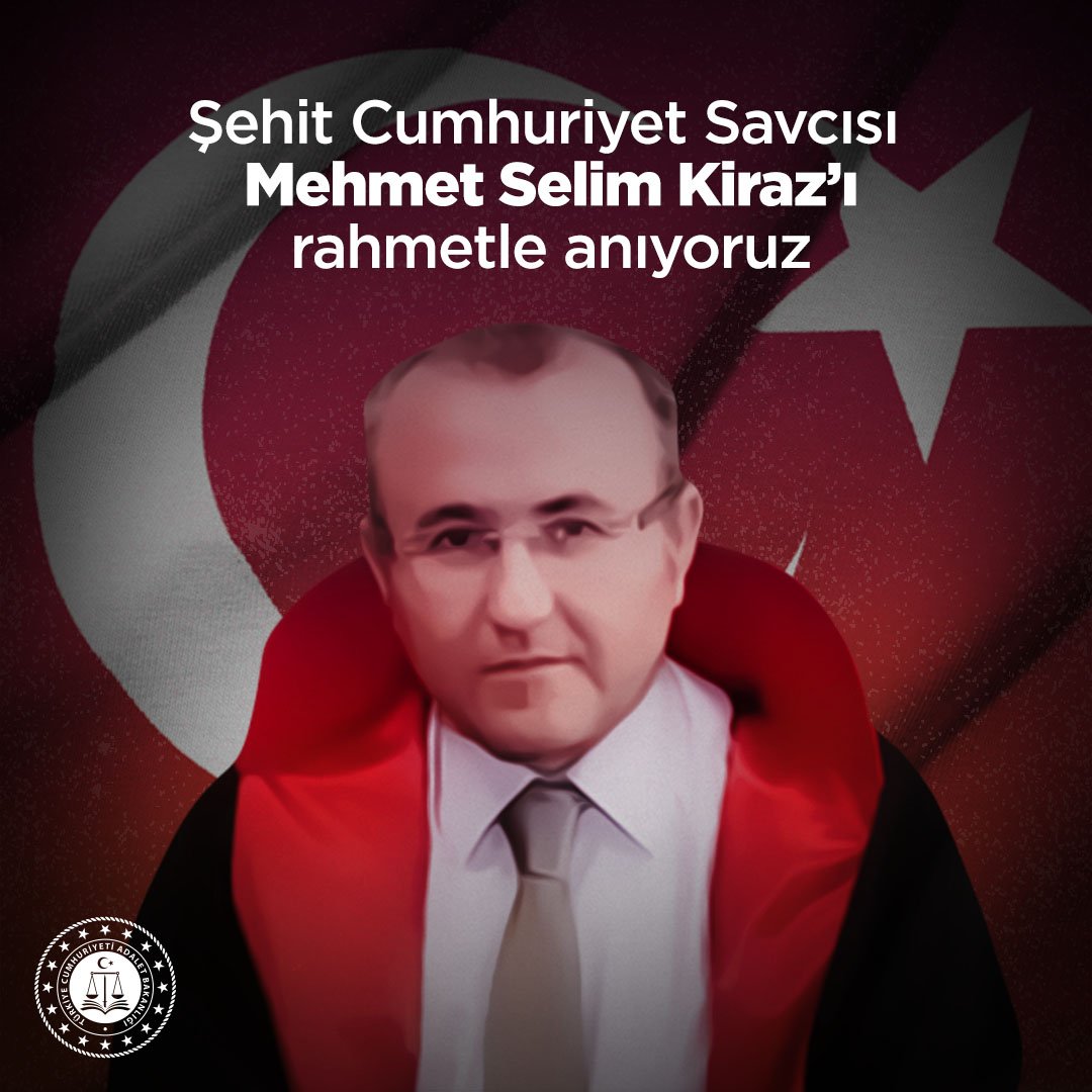 İstanbul Adalet Sarayı'nda görevi başındayken hain ve alçak terör saldırısı sonucu şehit edilen Cumhuriyet Savcımız Mehmet Selim Kiraz'ı şehadetinin 8. yıl dönümünde rahmet, minnet ve dua ile anıyoruz.
