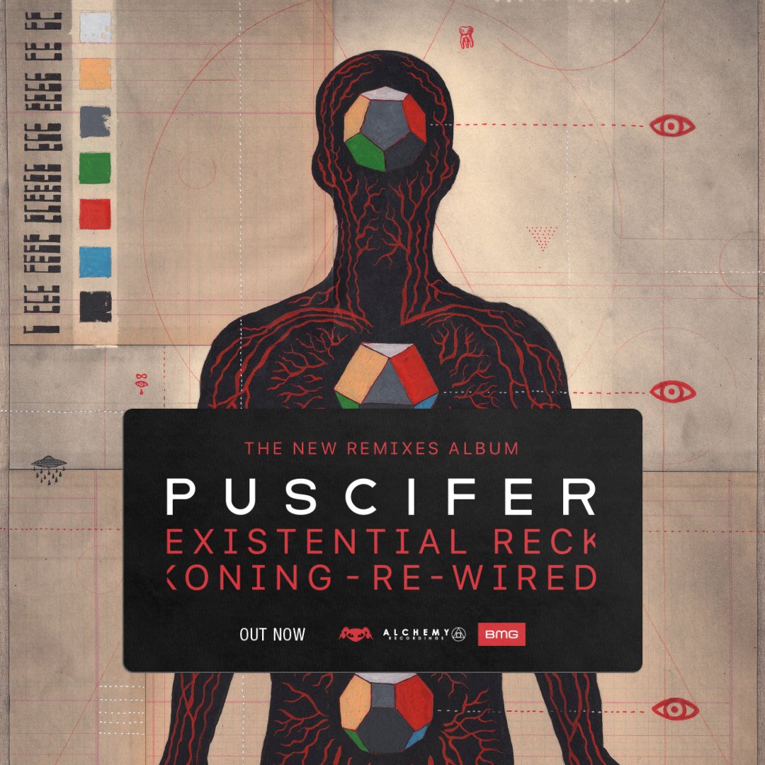puscifer's tweet image. "Existential Reckoning: Re-Wired" is out now, go forth and listen: puscifer.lnk.to/ReWired #puscifer @mjkeenan @carinaround #matmitchell @GunnarOlsenDrum #gregedwards