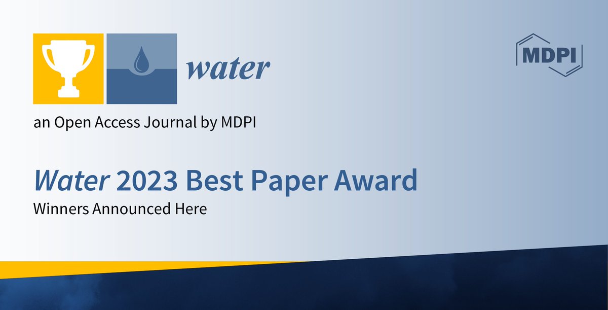 🏆Winners Announcement: Water 2023 #BestPaperAward

🥳Congratulations to the winners of the Water 2023 Best Paper Award! Following a review process by the Award Evaluation Committee, four winners were selected.

🔗 Winners Announced Here: mdpi.com/journal/water/…
