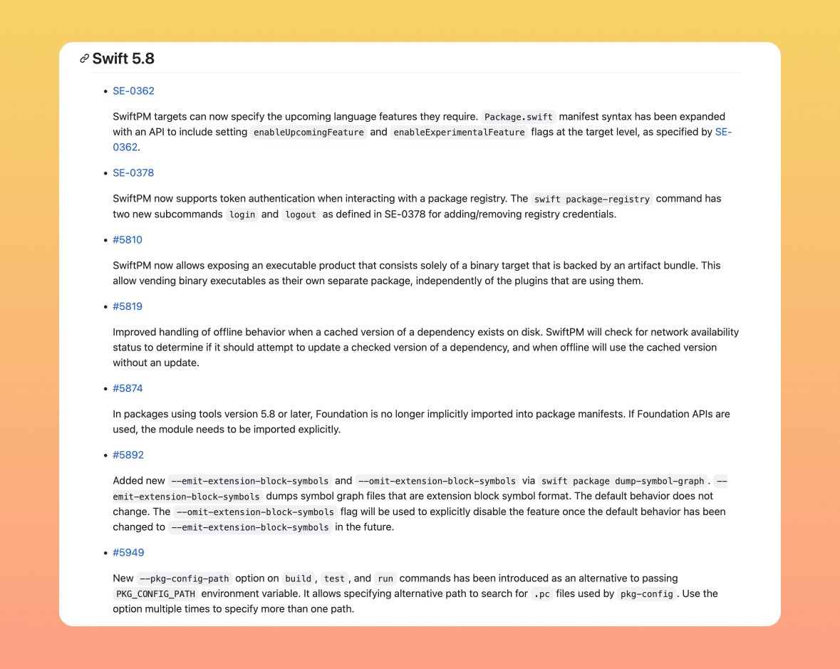 swiftdeps's tweet image. what's new with swift package manager in swift 5.8
#swiftpackagemanager #spm #swift #ios