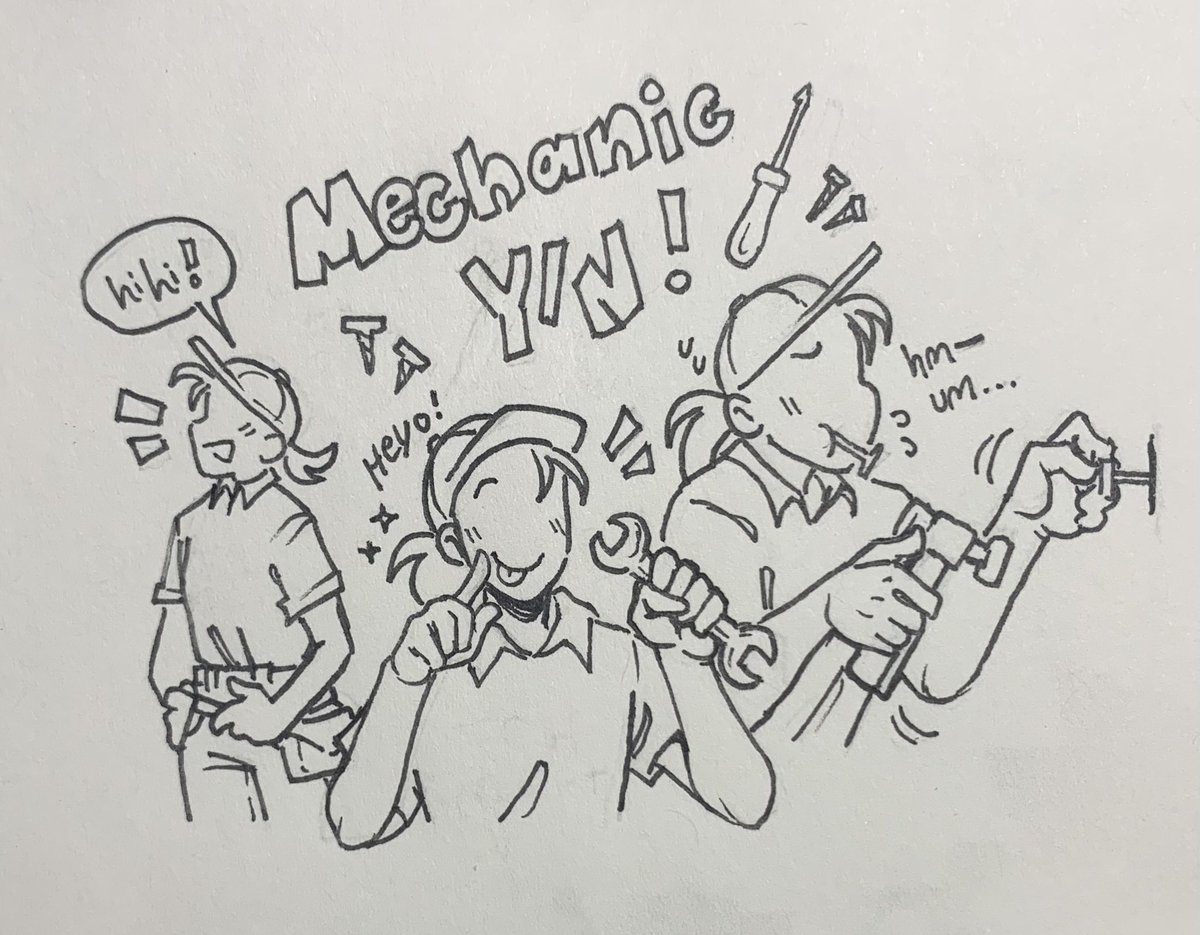 Thank you to everyone who joined tonight’s stream(s)!! I offer you mechanic y/n doodles :)) #art #doodle #fnafsb