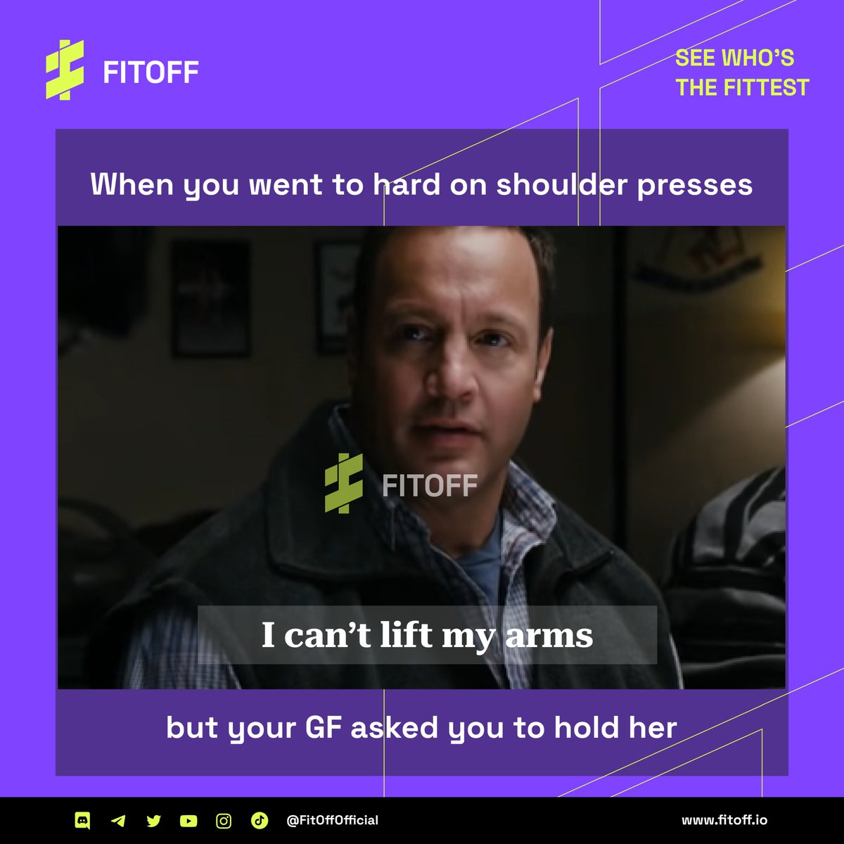 FitOffOfficial's tweet photo. Must be nice to have a GF... Anyway don't forget to train your shoulders! Get that dorito-shape body so you don't have to buy snacks, cause you are the snack ๐๐ฅ
#FitOff #Meme #Shoulders
Movie scene: Here Comes The Boom 2012 https://t.co/5OsAvOCAI4