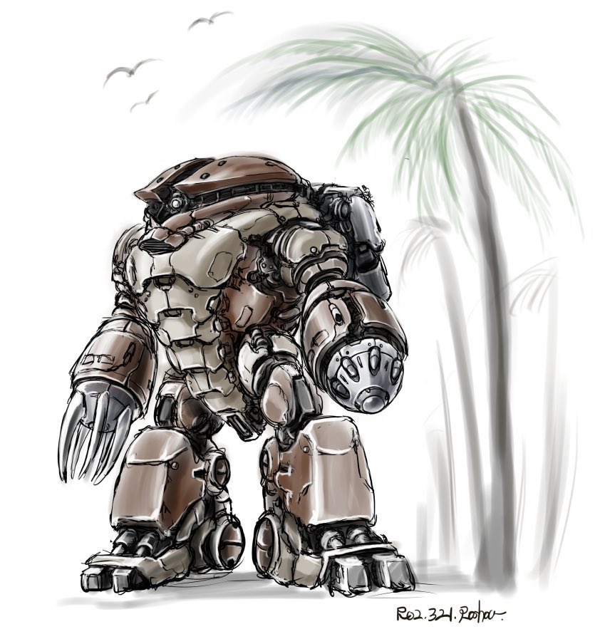 robot mecha no humans palm tree tree solo claws  illustration images