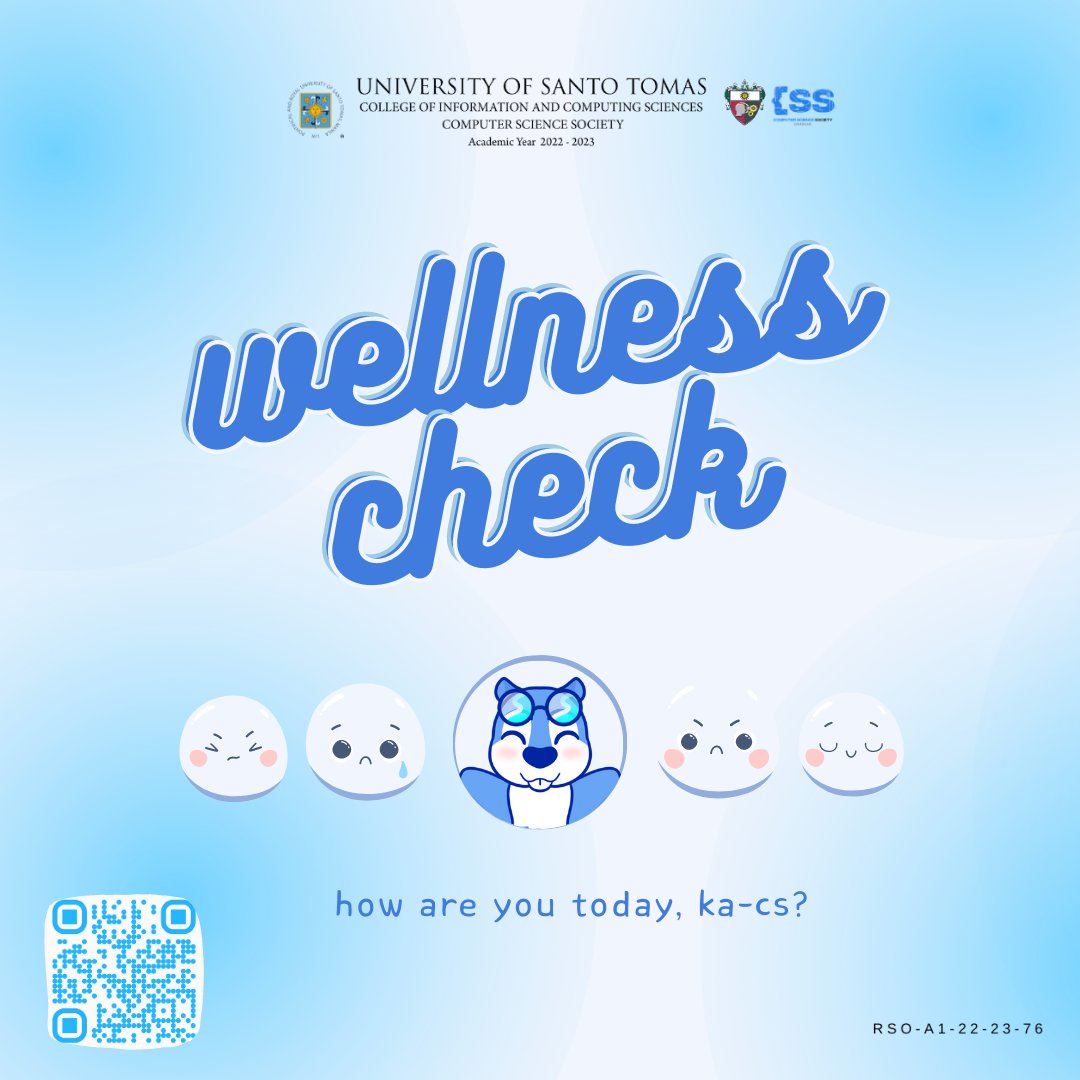 USTCSS's tweet photo. How are you today, ka-CS?

Let us know how you feel by answering the CSS Wellness Check below:
https://t.co/beidUHGSPL 

#SayYestoCSS💙
#CSSWeeklyWelnessPrompts

Poster by Gwyneth Morales https://t.co/wXp6mDIR9o