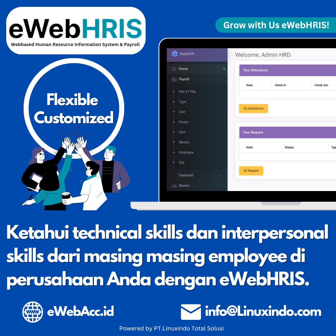 ewebacc's tweet photo. Ketahui technical skills dan interpersonal skills dari masing masing employee di perusahaan Anda dengan eWebHRIS.

Grow with Us eWebAcc &amp; eWebHRIS!

#eWebAcc #ERP #Accounting #Finance #ERPforSME #SME #eWebHRIS #HRIS #HRD #Keuangan #Manufacturing #Indonesia 
#business #industrial https://t.co/8bXTzZjNIC